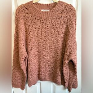 Mustard Seed Mauve Open Knit Chunky Oversized Sweater, Size Medium
